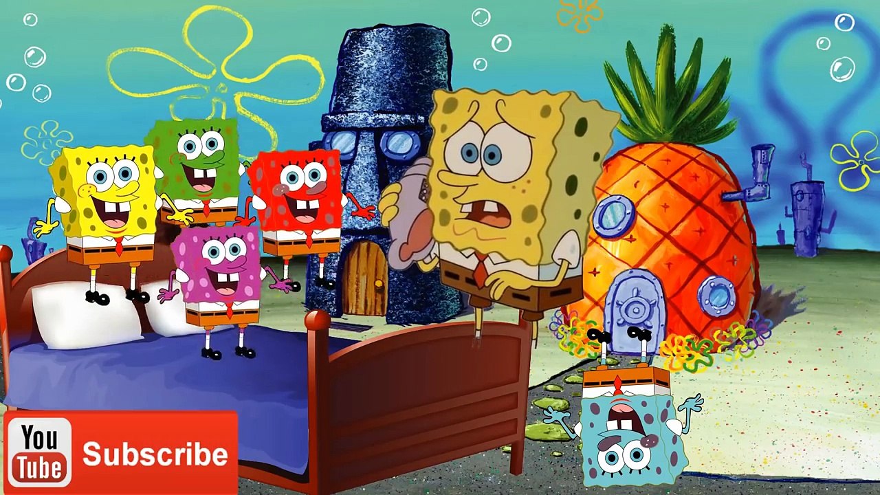 Five Little Spongebob Jumping on the Bed | Five Little shaun the sheep Jumping on the Bed Song