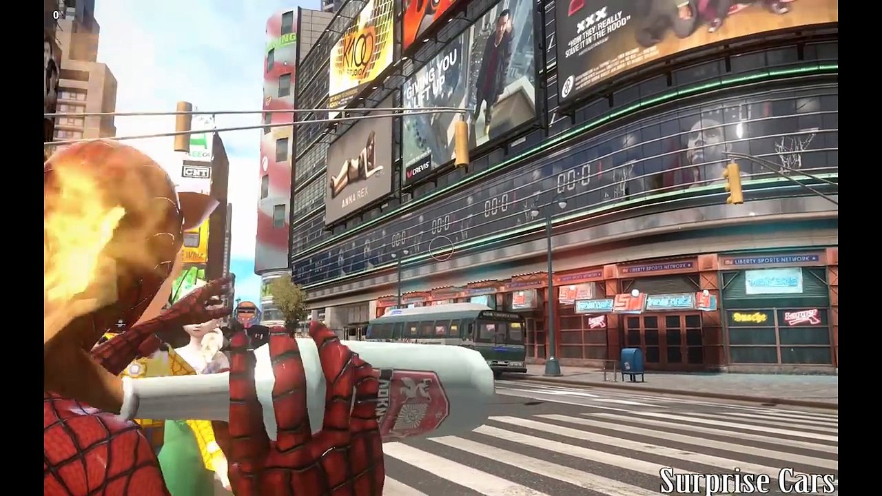 Frozen Elsa Anna with Mickey Mouse & Woody Spiderman play with Mcqueen cars ( Action songs for Kid)