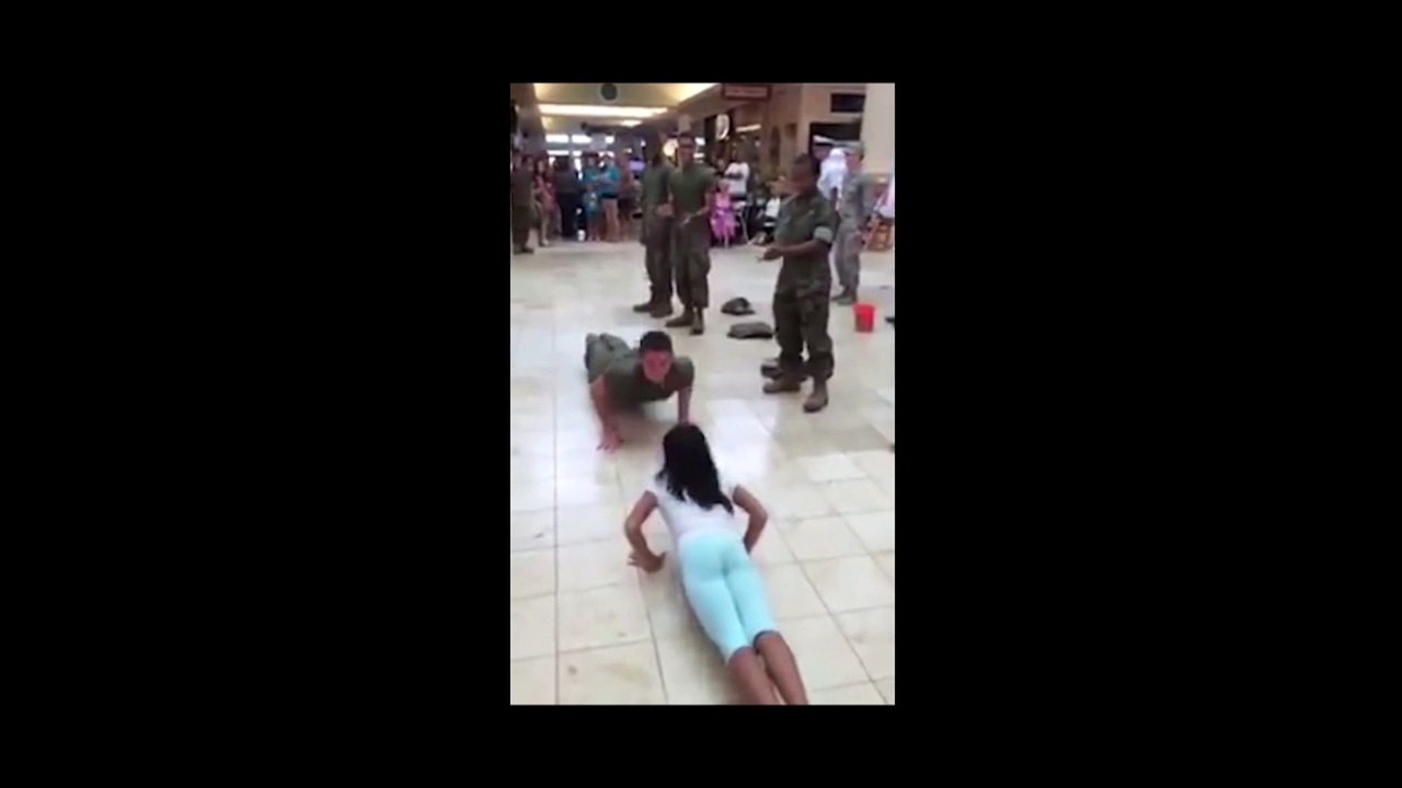 Young Girl vs. Marine Cadet Push Up Challenge