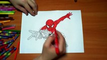 Spiderman New Coloring Pages for Kids Colors Superheroes Coloring colored markers felt pens pencils