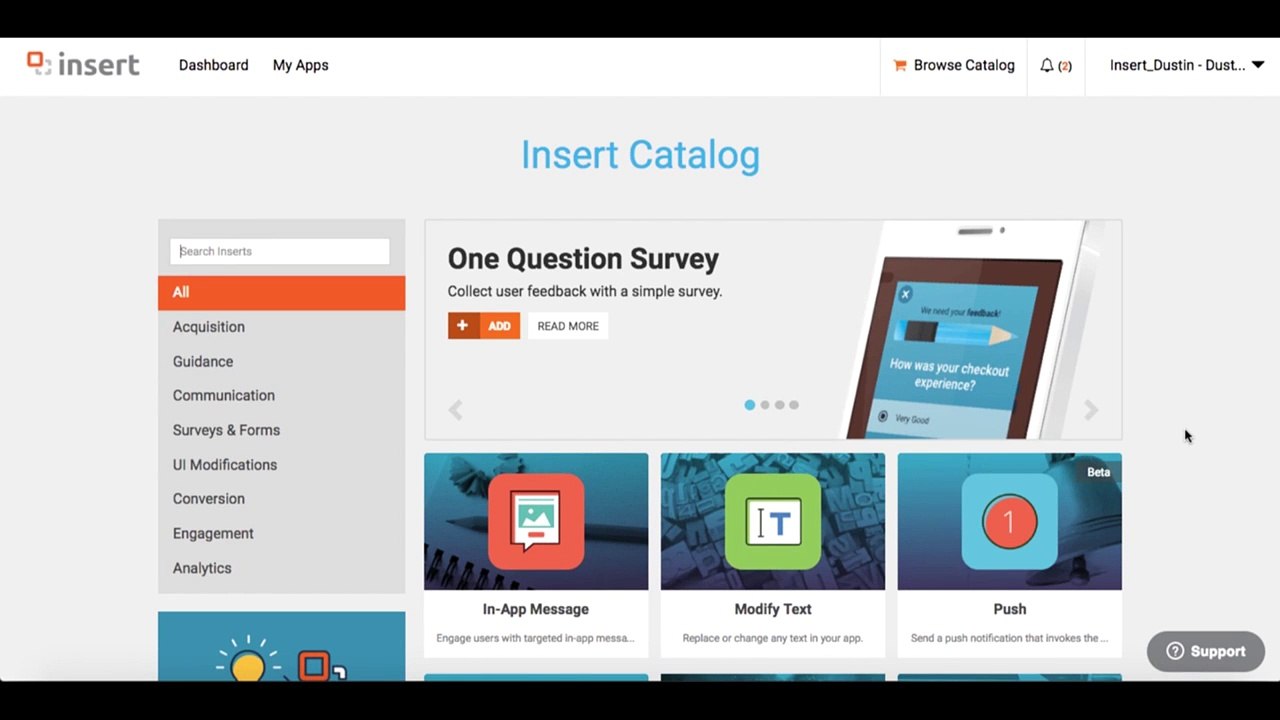 How to create an in app message with Insert Platform
