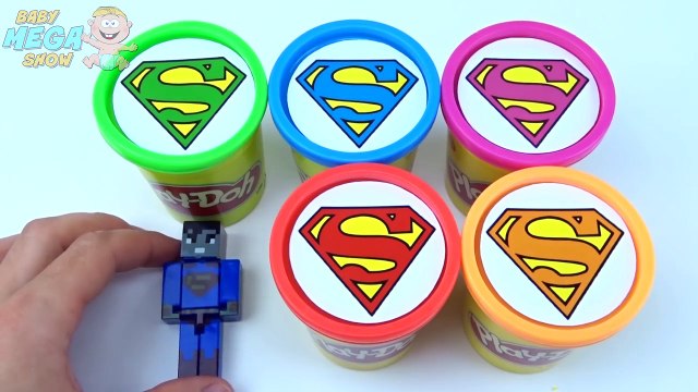 Play Doh Clay Сups Surprise Toys Superman Collection Superheroes Rainbow Learn Colours in English
