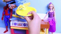 Spiderman & Princess Rapunzel Cooking Together Disney Princess Dolls Play-Doh Kitchen Toys
