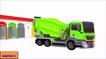 Colors for Children to Learn with Street Vehicles, Cement Mixer Trucks, School BUS - Learning Videos