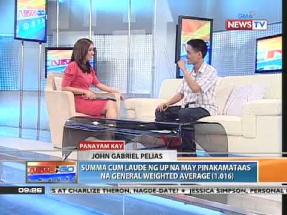 News to Go - Mariz Umali interviews John Gabriel Pelias, record-setting UP summa cum laude 4/12/11
