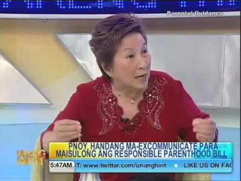UH Hirit ni Mareng Winnie: PNOY, Handang Ma-Excommunicate para sa Responsible Parenthood Bill?