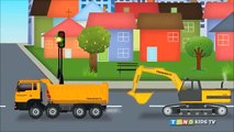 Dump Truck & Excavator Cartoon Learning Color For Kids Construction Trucks for Children