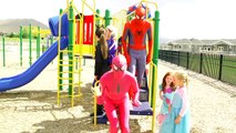 Spiderman & Frozen Elsas Magic Carpet Ride Catwoman Harley Quinn vs spiderman and pink spidergirl