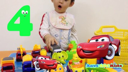 123 English Learn numbers w toys for kids- Disney Cars, Truck Car Color blocks - Educational videos