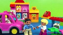 Stop Motion Lego Duplo Store Heist - Police Motorcycle Toys - Learn the colors