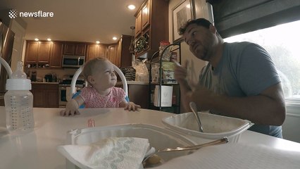 Dad uses sign language to sing with deaf daughter