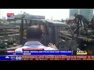 Mobil Mengalami Pecah Ban dan Terguling