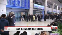 Former UN chief Ban receives warm welcome home in Korea
