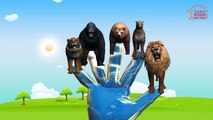 Gorilla Vs Lion Cartoons Singing Finger Family Children Nursery Rhymes | Cartoon Kids Rhymes