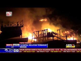 Belasan Kapal Nelayan Terbakar Usai Bongkar Muatan