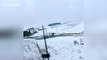 Snowy views from a train in Scotland