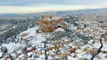 Athens covered in snow