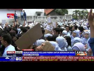 Dihalangi Berdemo, Buruh dan Polisi Saling Dorong