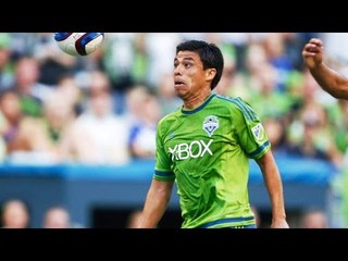 GOAL: Gonzalo Pineda slides and fires off the post and in