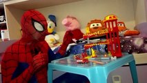 Spiderman Playing with Cars Toys - Firestation for children - El Hombre Araña