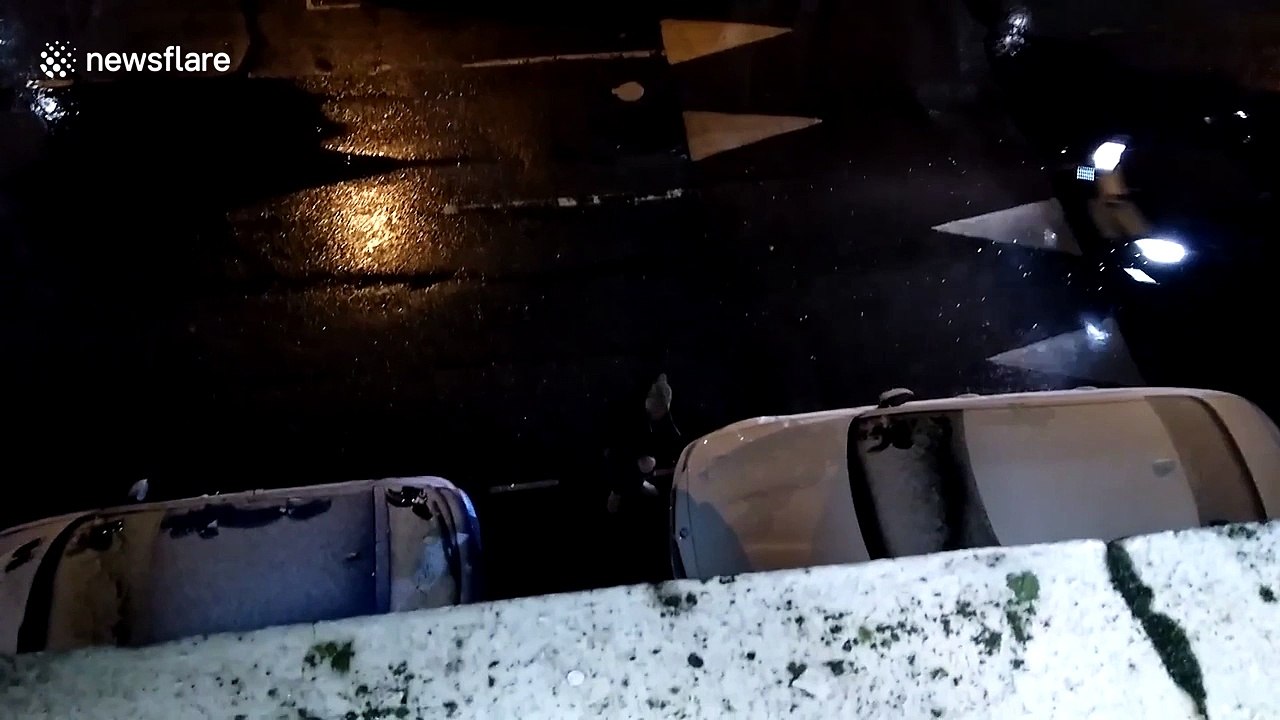 Man hits camera with snowball during London snow