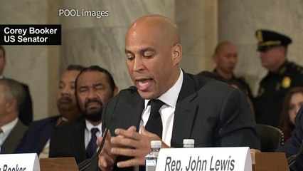 US Senator Corey Booker testifies against Trump pick Sessions