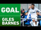 GOAL: Giles Barnes rockets the opener into the top right corner