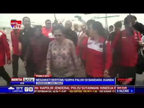 Mega Bertemu Surya Paloh di Bandara Juanda