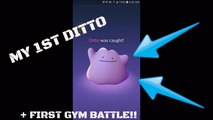 Pokemon GO My First Ditto + Gym Battle vs Level 4 Team Valor Gym