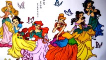 DISNEY PRINCESS Ariel, Cinderella, Belle, Snow white,Anna and Elsa Coloring Page COMPILATION