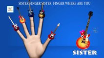 Guitar Finger Family Songs | Finger Family Nursery Rhymes | Cartoon Animation Children 3D Songs