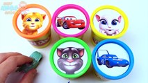 Cups Play Doh Clay Surprise Toy Talking Tom and Friends Cars 3 Pixar McQueen Learn Colors in English
