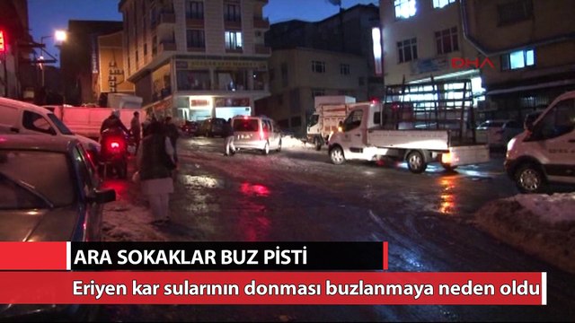İstanbul'da ara sokaklar buz pisti