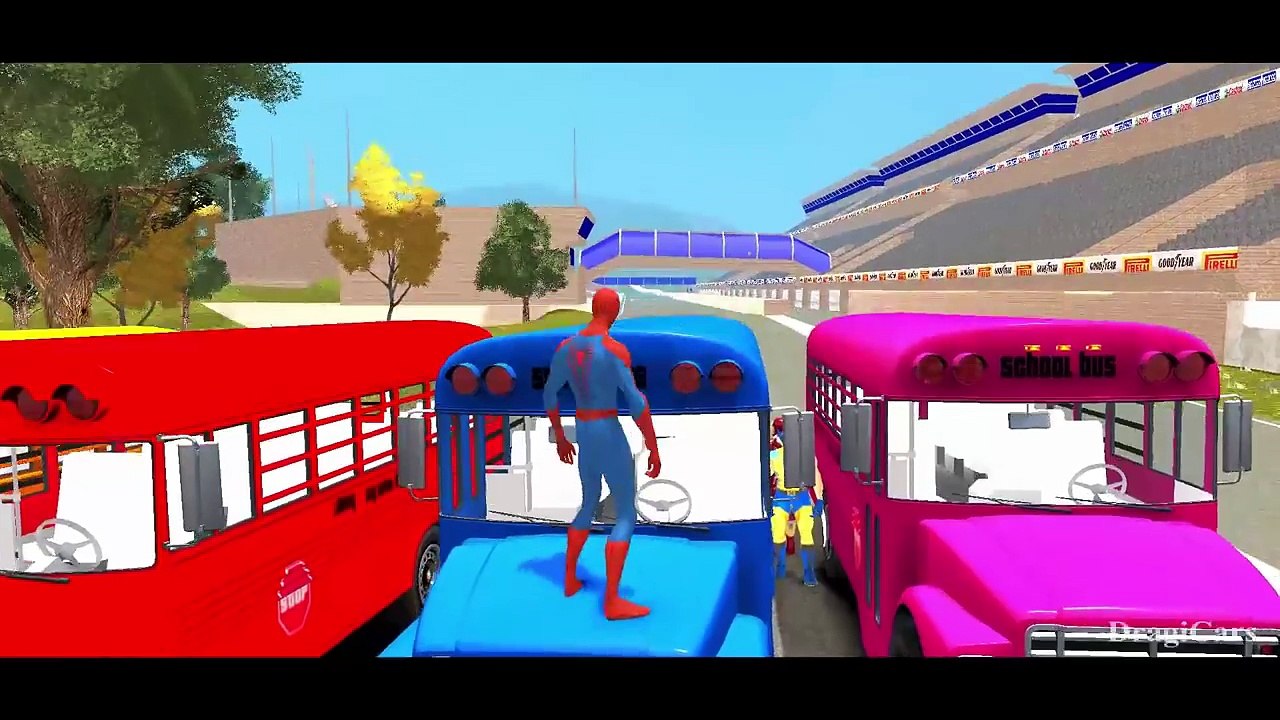 Wheels On The Bus Go Round And Round with Spiderman | Nursery Rhymes For Children | Kids Songs