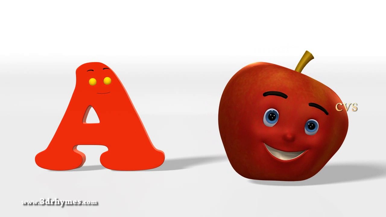 A is For Apple Nursery Rhyme - 3D Animation Alphabet ABC Phonics Songs for children