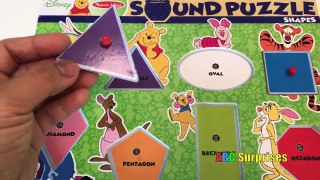 DISNEY Winnie the Pooh Learn Shapes and Color Sound Puzzle Wooden Toys for Kids ABC Surprises