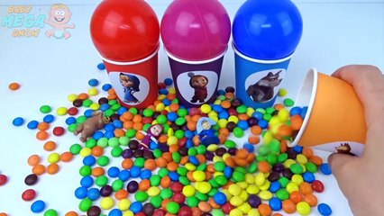 Balls Cups Stacking Toys Masha and Bear English Learn Colors for Children
