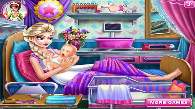 ★ Disney Princess Elsa Anna and Rapunzel Pregnant Baby Birth Care Game Compilation ★