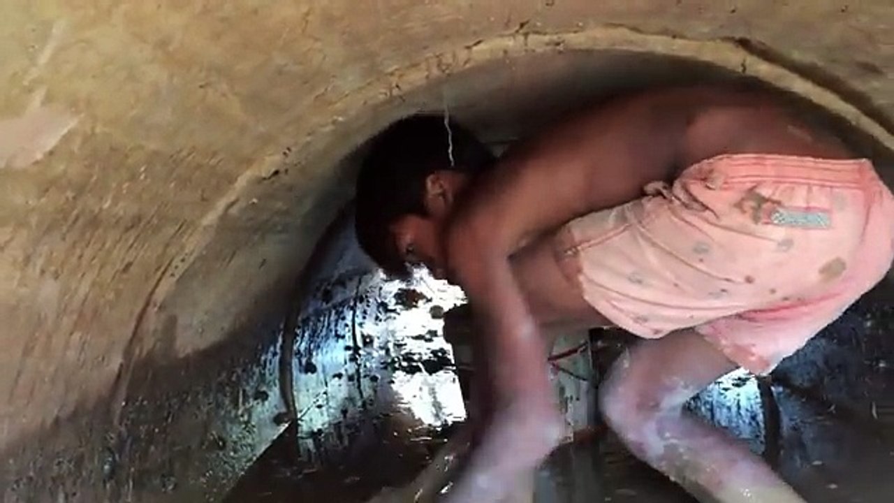 Amazing Catching Fish With Bare Hand - Two Boys Catch Fish In Culvert In Village_3688