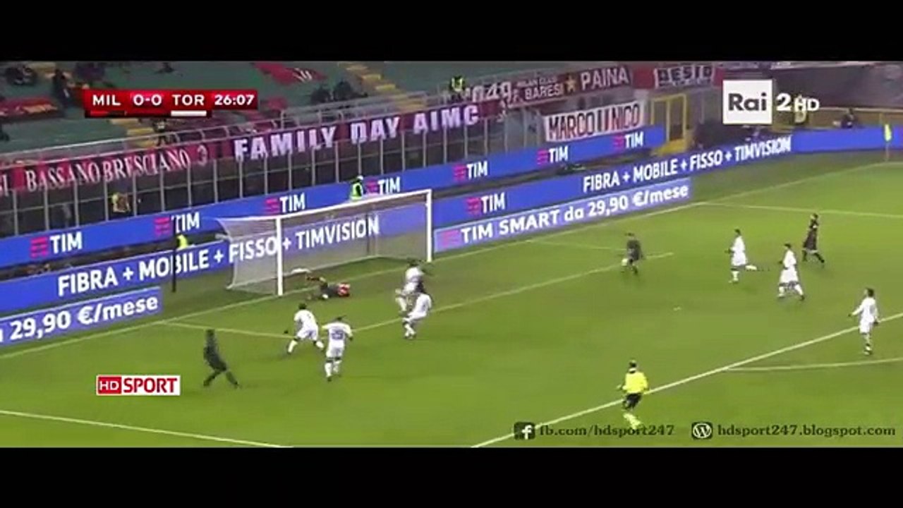 AC Milan vs Torino 2-1 All Goals HD ~ Coppa Italia 12-1-2017