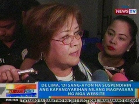 NTG: De Lima, 'di sang-ayon na suspendihin ang kapangyarihan nilang magpasara ng mga website