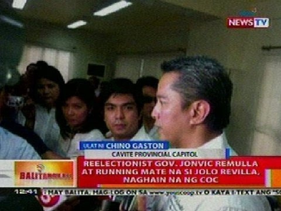 BT: Reelectionist Gov. Jonvic Remulla at running mate Jolo Revilla, naghain na ng COC