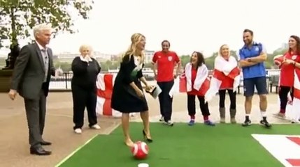 Holly Willoughby s shoe falls off during penalty - This Morning - 10th June 2010