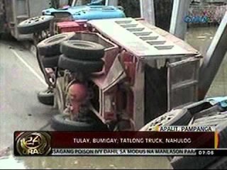 24 Oras (112311) tulay sa Apalit, Pampanga, bumigay; 3 truck, nahulog