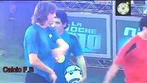 Messi and Tevez vs Crespo and Maradona Playing Tennis_ Football and Juggling Skill