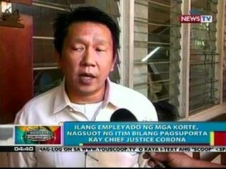 BP Ilang empleyado ng mga korte,   nagsuot ng itim bilang   pagsuporta kay Chief Justice   Corona