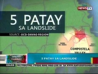 BP: 5 patay sa landslide sa Davao Region