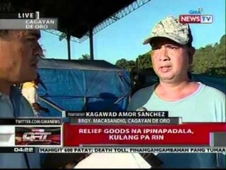 QRT: Kagawad Amor Sanchez ng Brgy.   Macasandig, Cagayan de Oro:   Relief goods na ipinapadala
