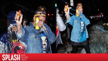 Hailey Baldwin Sprays the Paparazzi with Shaving Gel