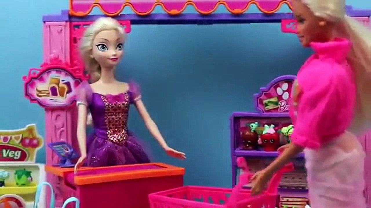 SHOPKINS Barbie Anger Management Day 8 With Disney Frozen Elsa and Spiderman DisneyCarToys